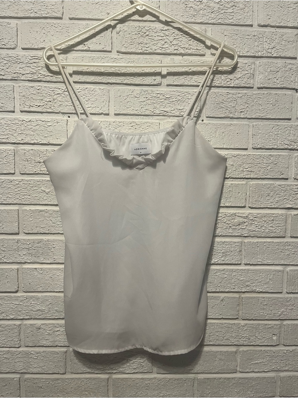 Adrienne Ivory Ruffle-Detail Spaghetti Strap Tank